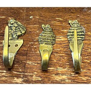 Vintage Brass Wall Hooks With Southern Belle Designs Set Of 3 Made In Canada Rus